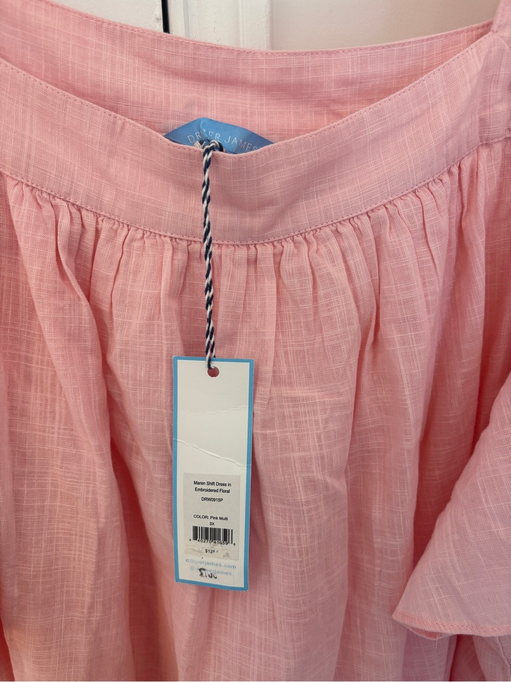 Draper James Pink Embroidered Square-Neck Shift Dress - Picture 5 of 7